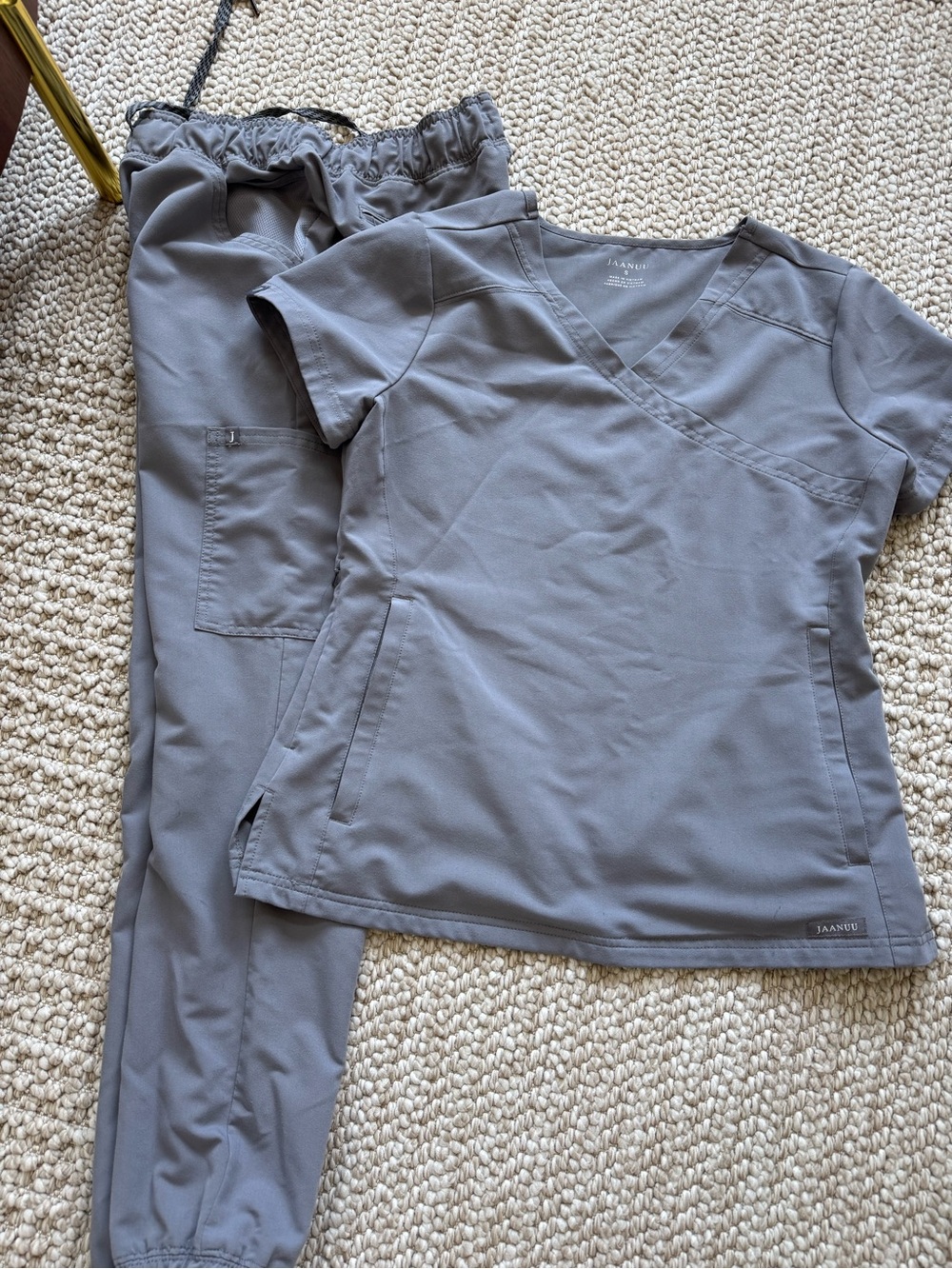 Jaanuu womens V-Neck Scrub Set in Gray